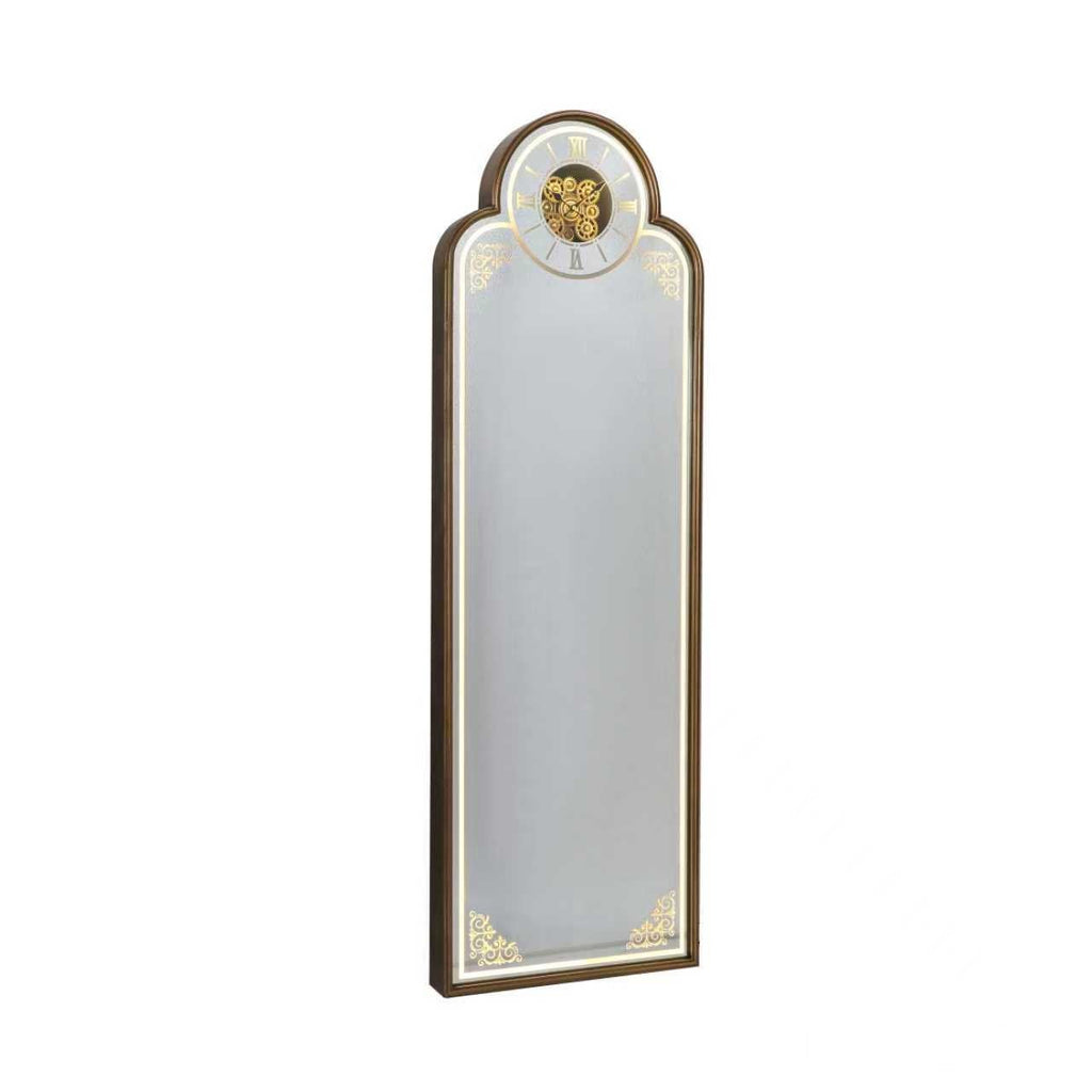 Arched Floor Mirror with Gear Clock – 186 cm