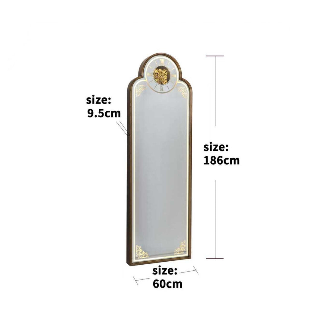 Arched Floor Mirror with Gear Clock – 186 cm – size guide