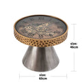 Gear Clock Coffee Table with Hammered Gold Rim