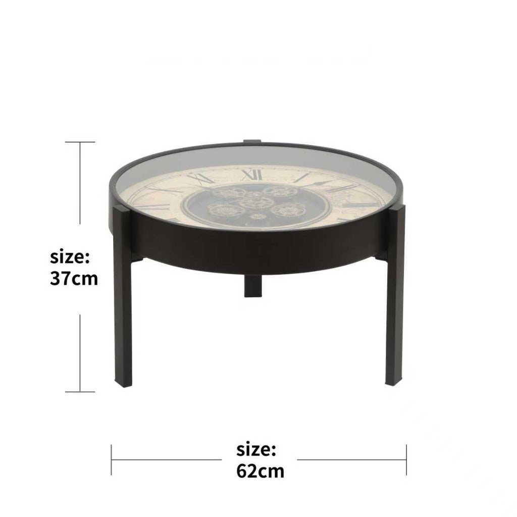 Clock Coffee Table – Cream Dial on Black Legs – size guide