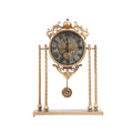 Ornate Pendulum Table Clock with Twin Pillars – Gold