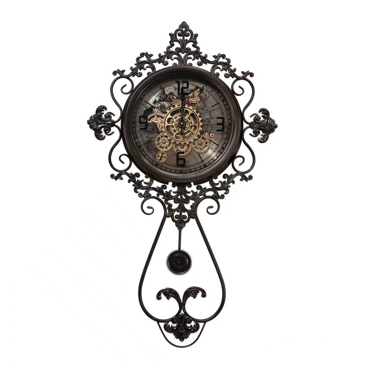 Ornate Black Pendulum Wall Clock