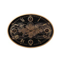 Oval World Map Gear Wall Clock – Black & Gold