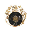 Gold Floral Ring Wall Clock with Black Dial