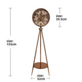 Tripod Floor Clock with Gear Dial & Shelf – Copper