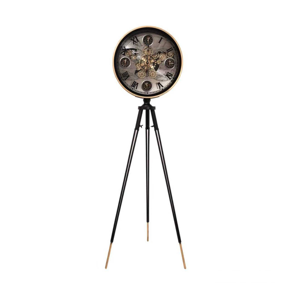Slim Tripod Floor Clock – Black Gear Dial