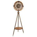 Tripod Floor Clock with Wooden Shelf – Cream Dial