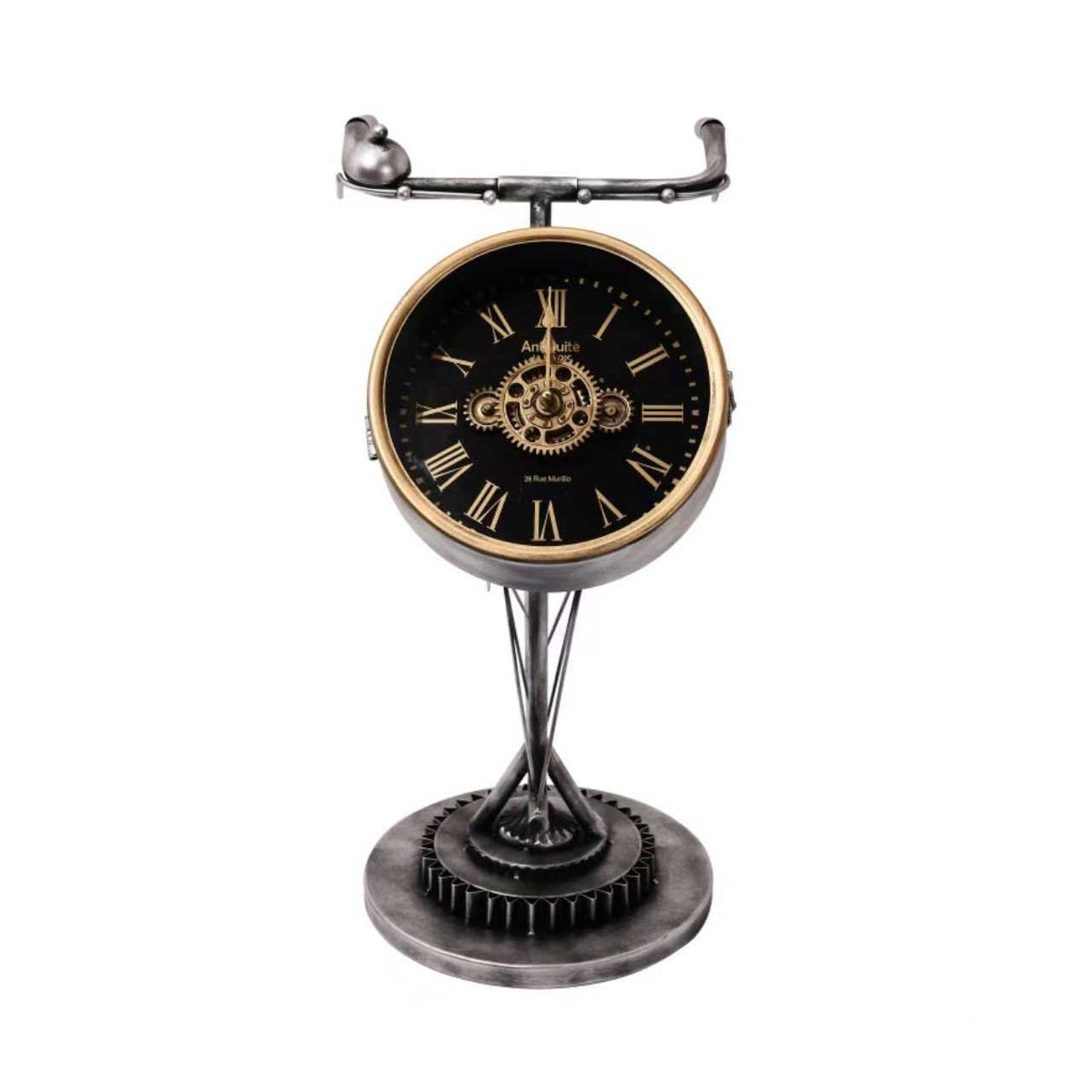 Bicycle Handlebar Gear Table Clock – Black & Silver
