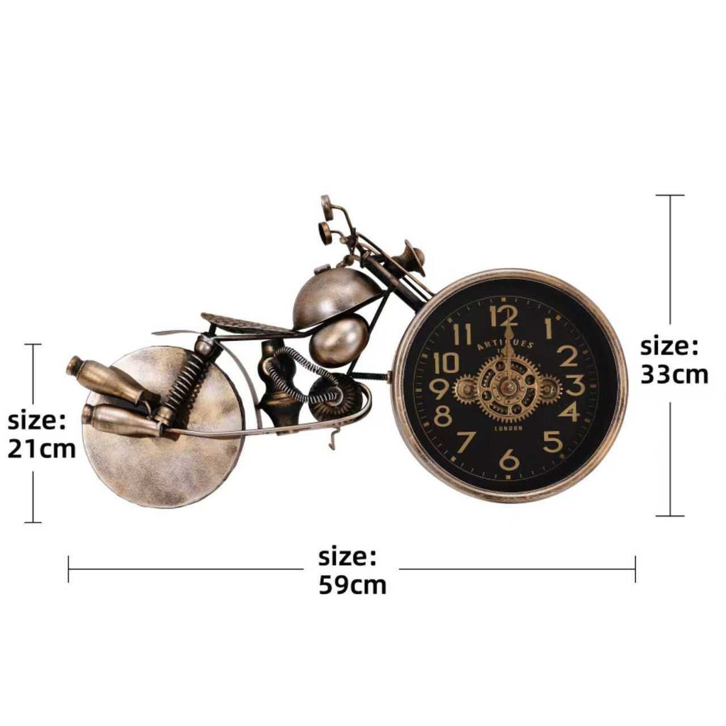 Motorbike Gear Clock Sculpture – Black & Copper – size guide