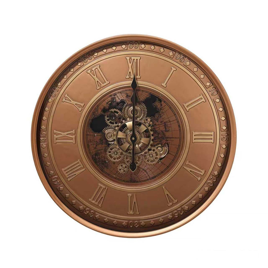 Round Copper Gear Wall Clock