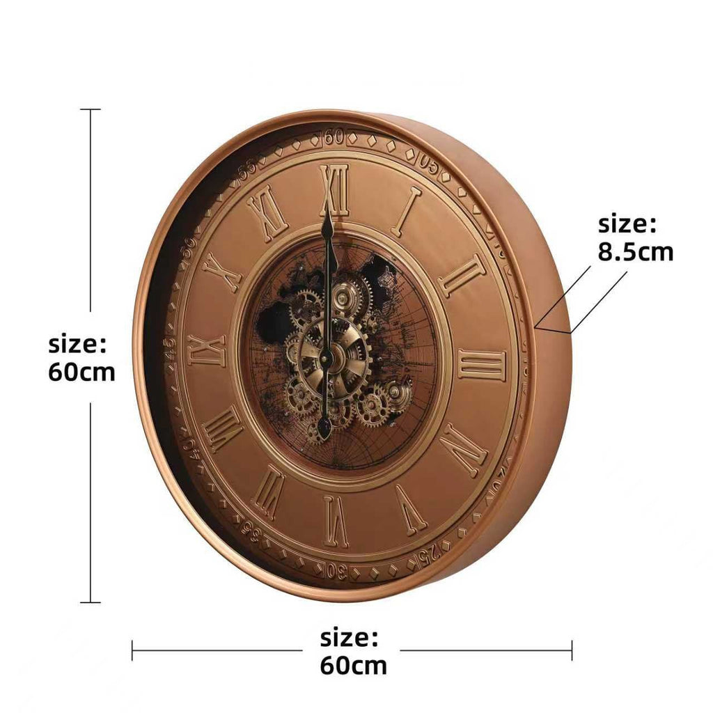 Round Copper Gear Wall Clock – size guide