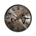 Large Silver Gear Wall Clock – Roman Numerals