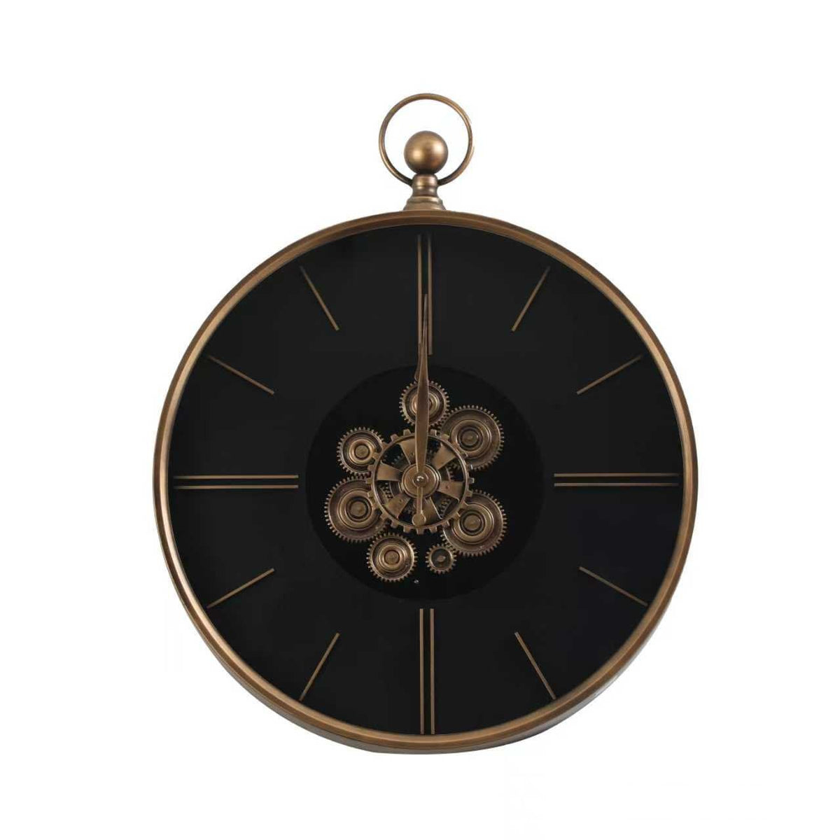 Pocket-Watch Gear Wall Clock – Black & Gold