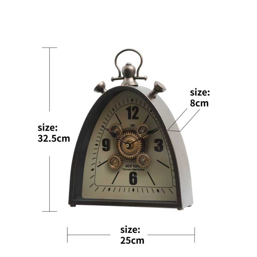 Dome Gear Table Clock – Antique Black – size guide