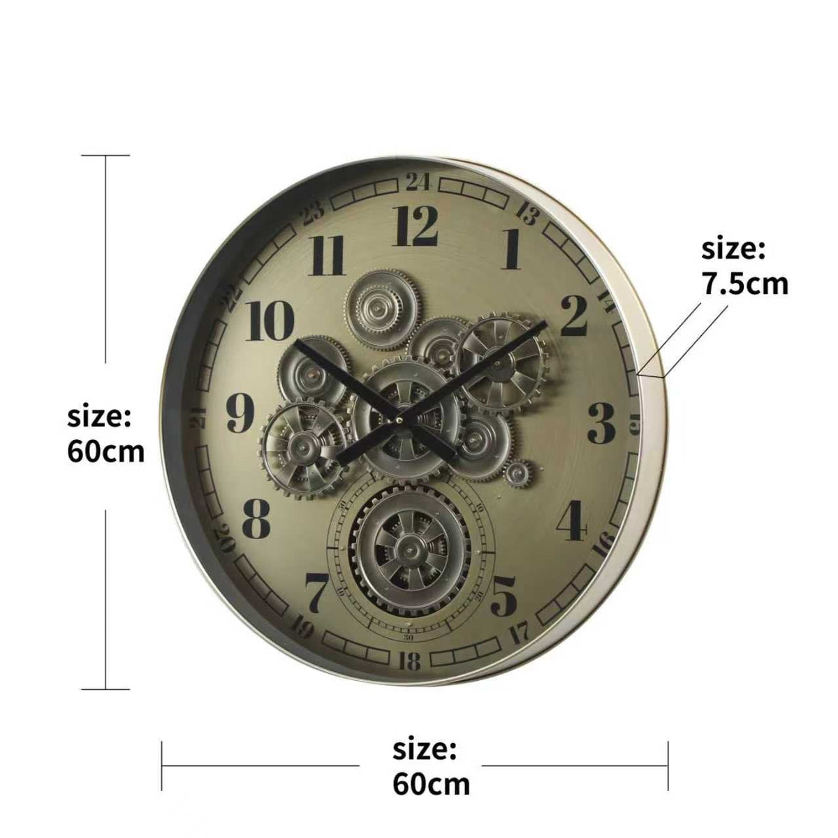 Antique Silver Gear Wall Clock