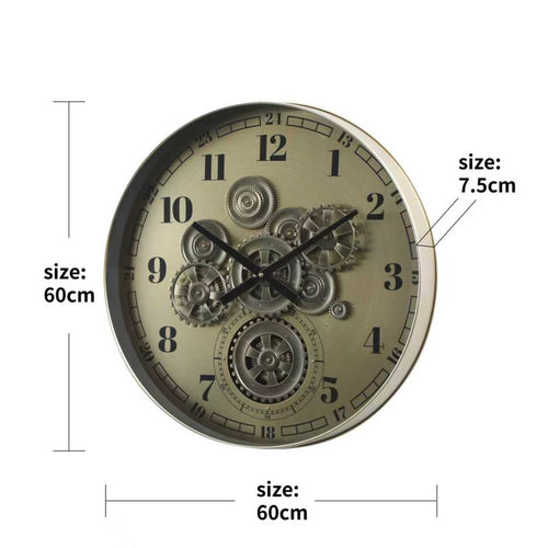 Antique Silver Gear Wall Clock