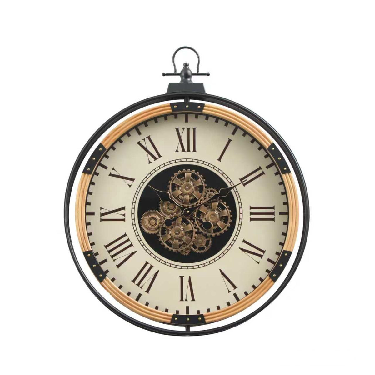 Pocket-Watch Style Wall Clock – Cream & Black