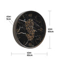 Black Marble-Effect Gear Wall Clock