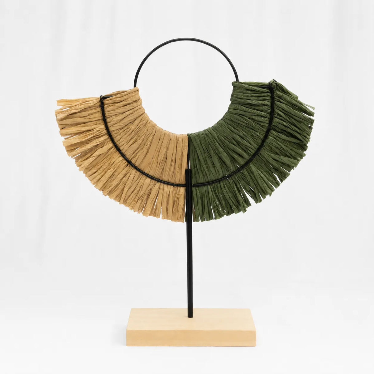 Woven Sun Disc on Wooden Stand – Large (66 cm)