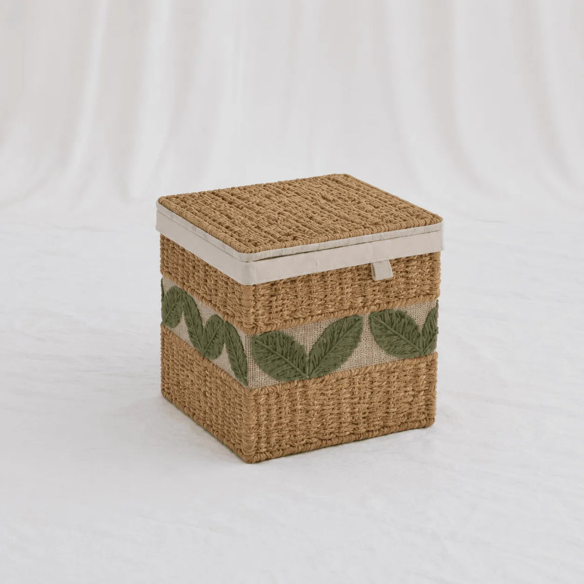 Leaf-Pattern Woven Storage Boxes – Set of 3 – Rajpoot Flower House