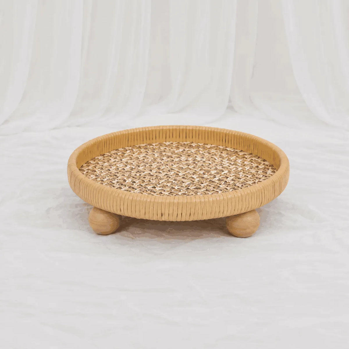 Round Rattan Serving Trays – Set of 3 (Classic Weave) – Rajpoot Flower House