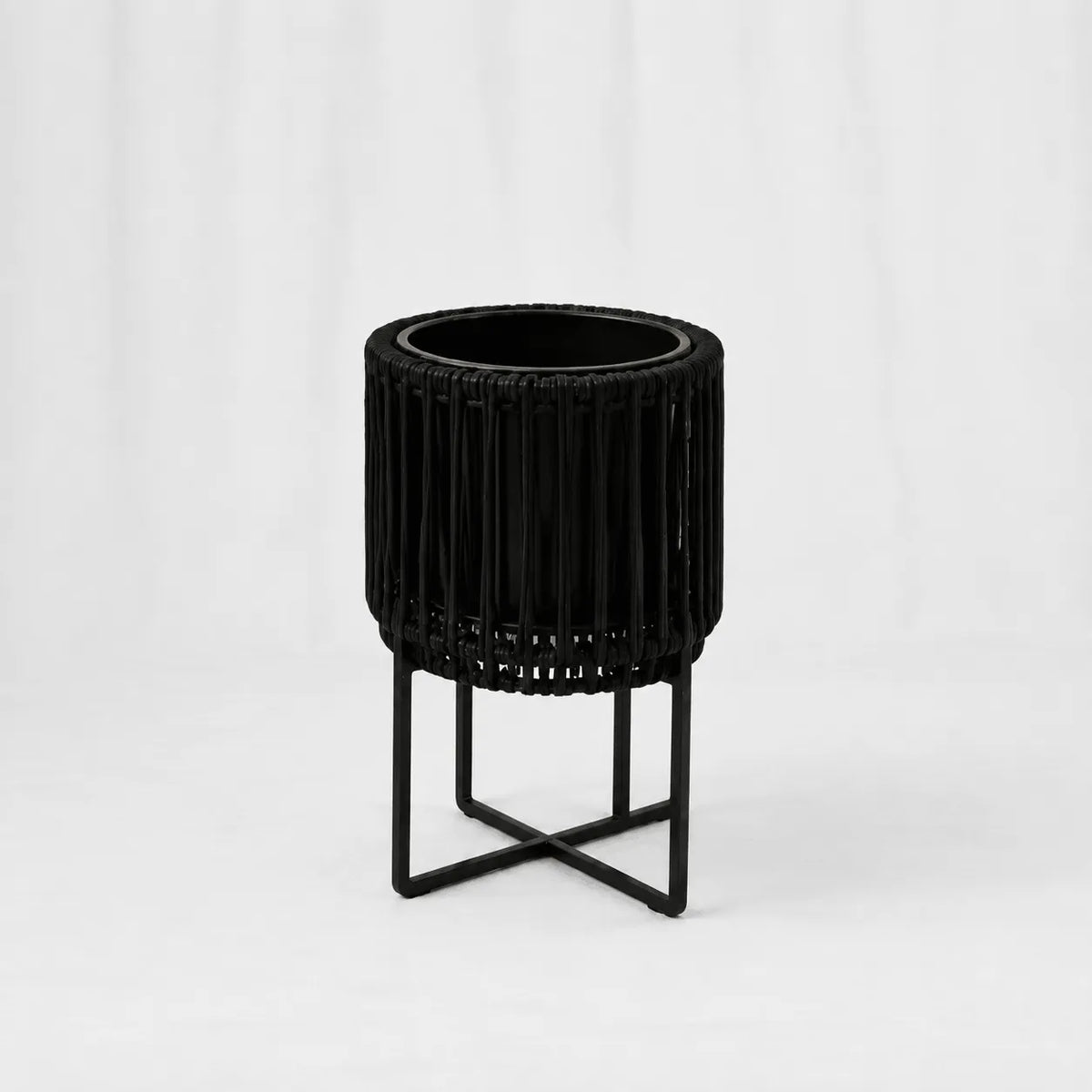 Black Rattan Planter on Metal Legs – 3 Sizes – Rajpoot Flower House