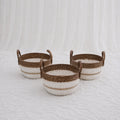Woven Handle Baskets – Set of 3 (Classic Weave) – Rajpoot Flower House