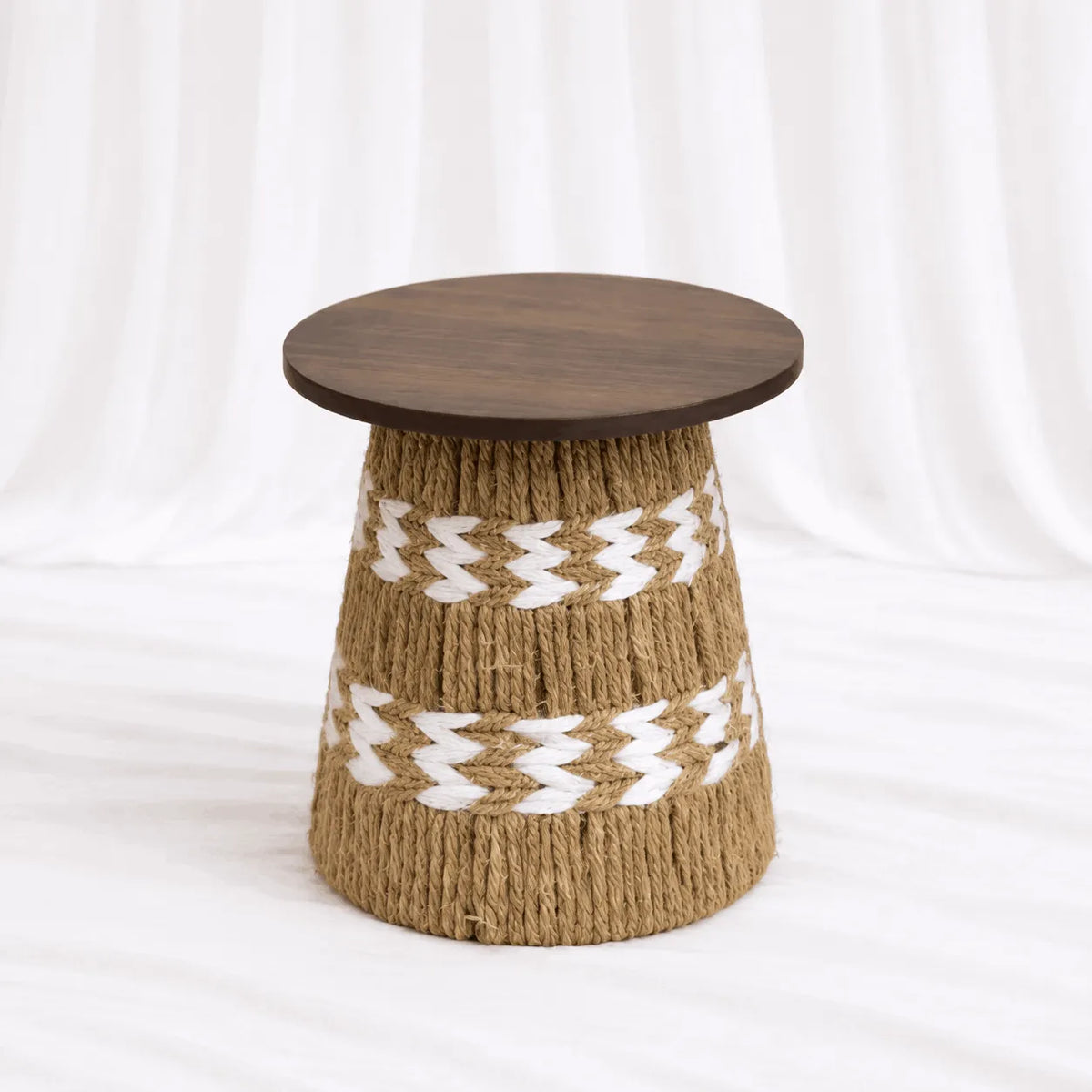 Rattan Nesting Side Tables with Dark Tops – Set of 3 – Rajpoot Flower House