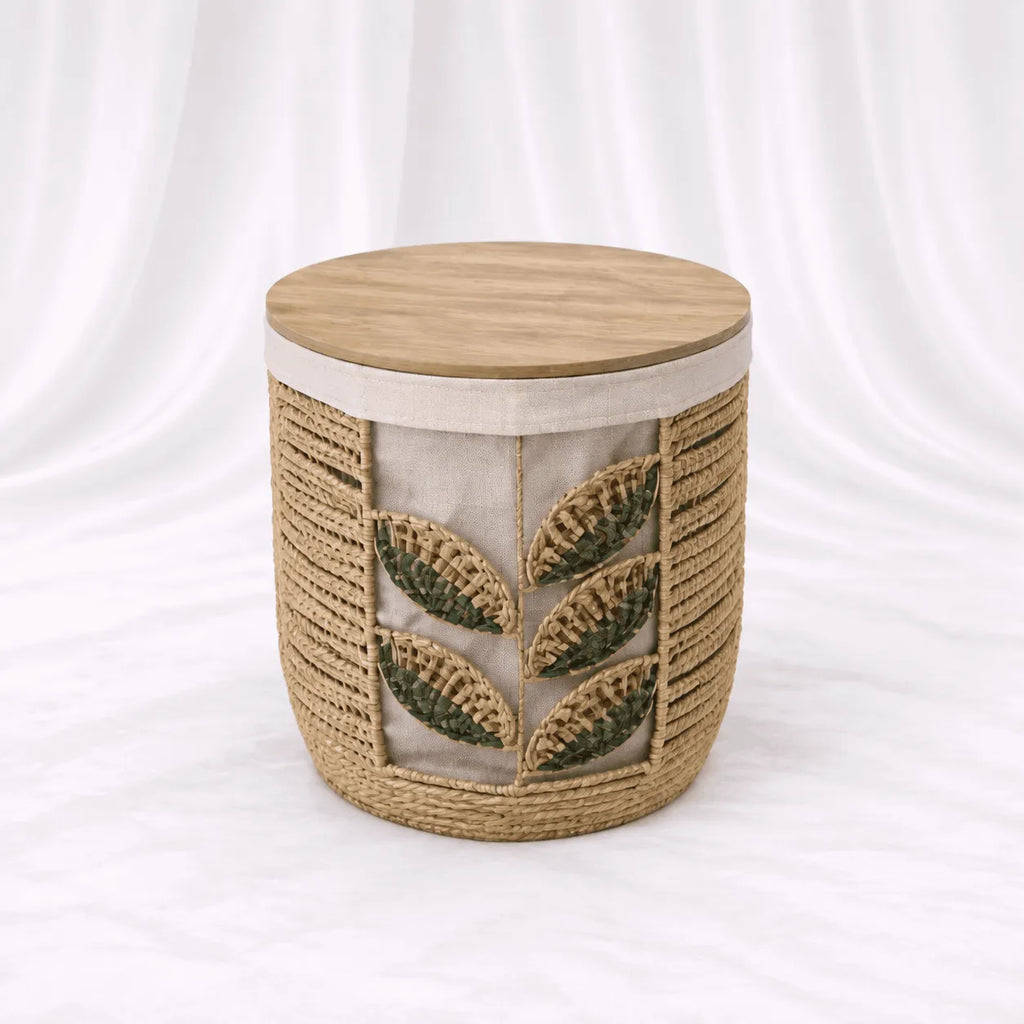 Leaf-Pattern Woven Storage Baskets – Set of 3 – Rajpoot Flower House