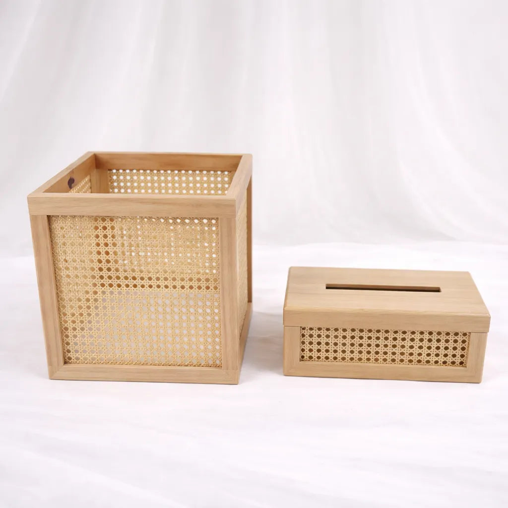 Cane Storage Box with Tray – Natural – Rajpoot Flower House