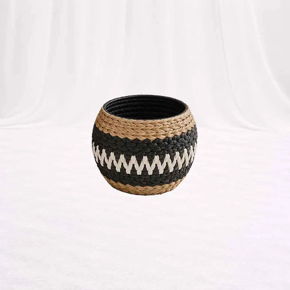 Two-Tone Woven Storage Baskets – Set of 2 – Rajpoot Flower House