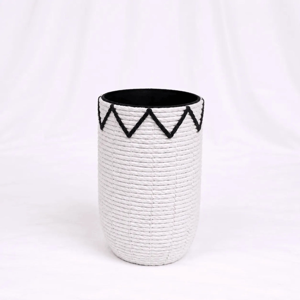 Tall Woven Floor Baskets – White, Set of 2 – Rajpoot Flower House