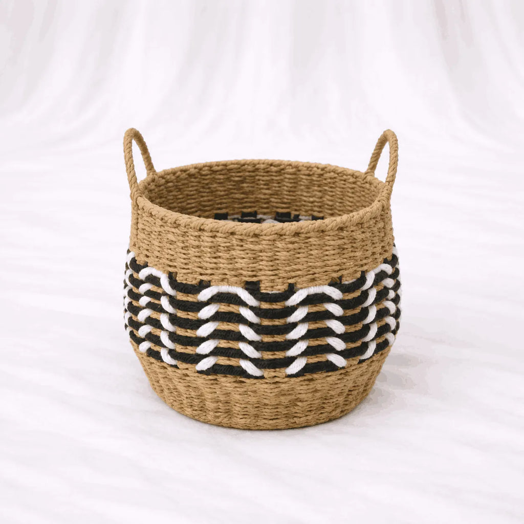 Woven Baskets with Tall Handles – Set of 3 – Rajpoot Flower House