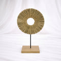 Woven Fan Décor on Wooden Stand (68 cm) – Rajpoot Flower House