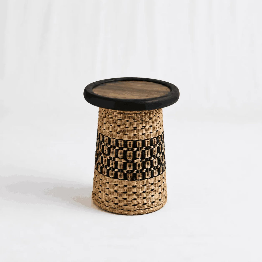Woven Drum Stool & Side Table – Set of 2 – Rajpoot Flower House