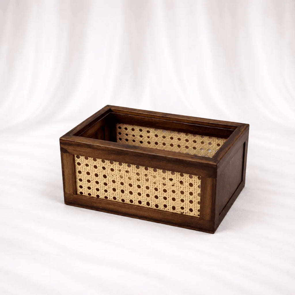 Wooden Storage Boxes with Cane Front – Set of 3 – Rajpoot Flower House