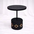 Round Rattan Side Table – Black Top (52 cm) – Rajpoot Flower House