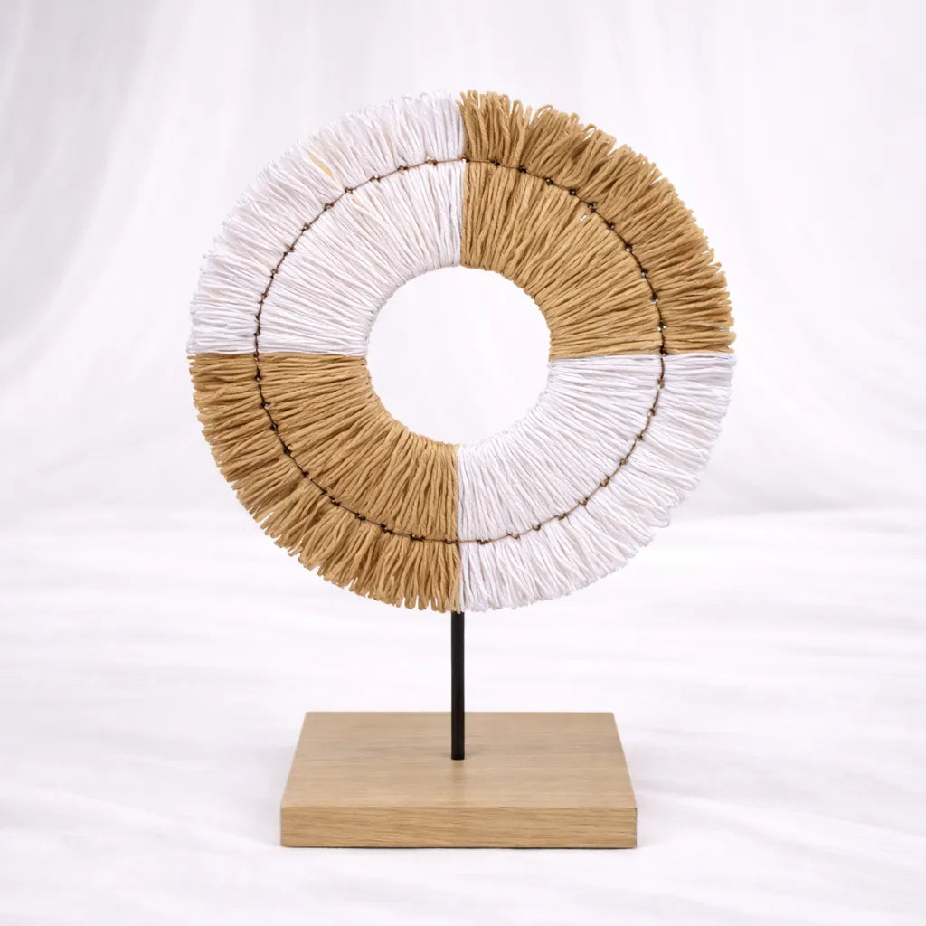 Large Woven Disc on Wooden Stand (60 cm) – Rajpoot Flower House