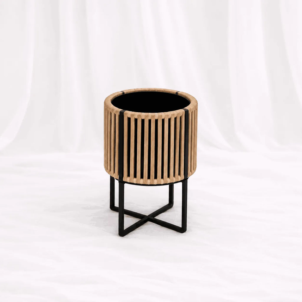 Natural Rattan Planter on Metal Legs – 3 Sizes – Rajpoot Flower House