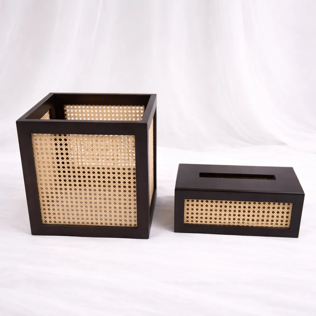 Cane Storage Box with Tray – Dark – Rajpoot Flower House