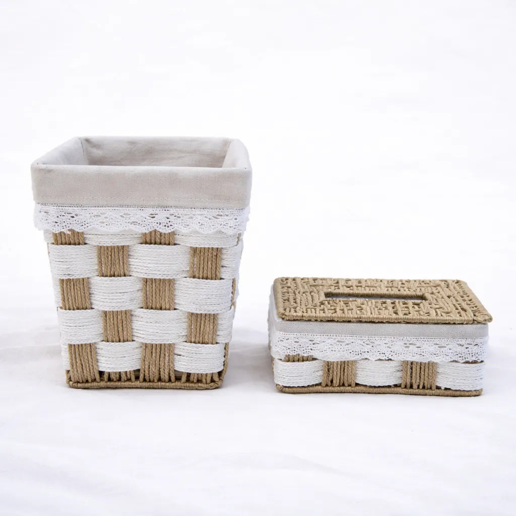 Woven Basket & Lidded Box Set – Classic Weave – Rajpoot Flower House