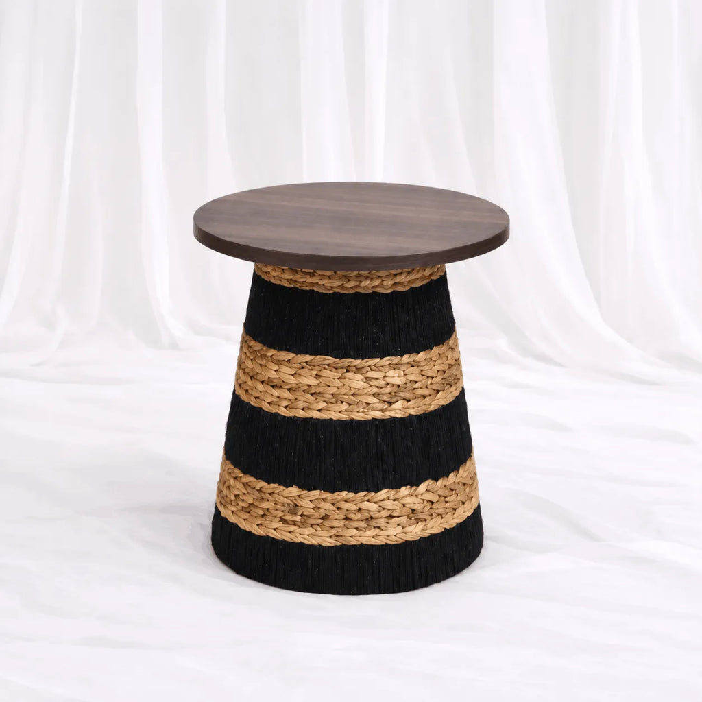 Rattan Nesting Side Tables with Wood Tops – Set of 3 – Rajpoot Flower House