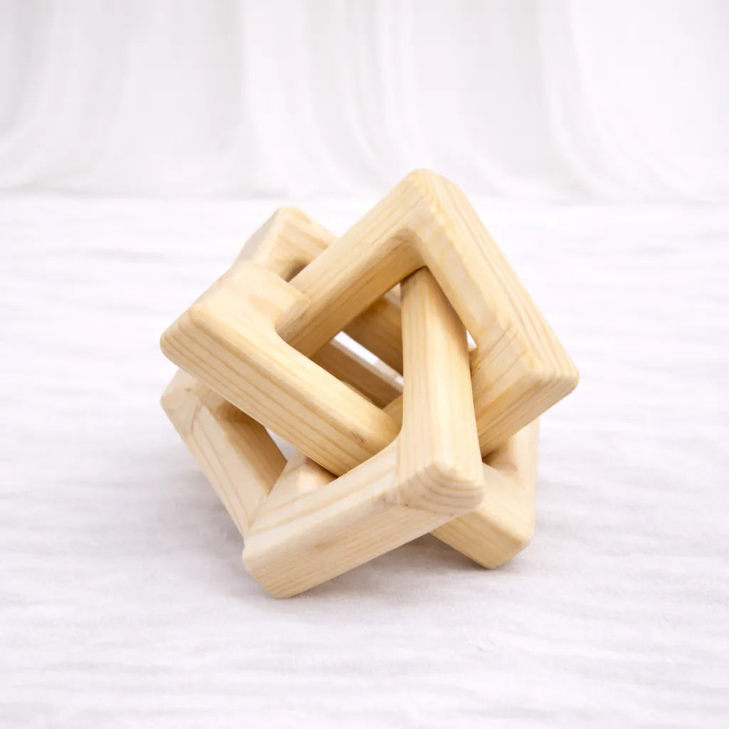 Wooden Knot Sculpture – Cube (12 cm) – Rajpoot Flower House