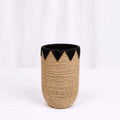 Tall Woven Floor Baskets with Chevron Trim – Set of 2 – Rajpoot Flower House