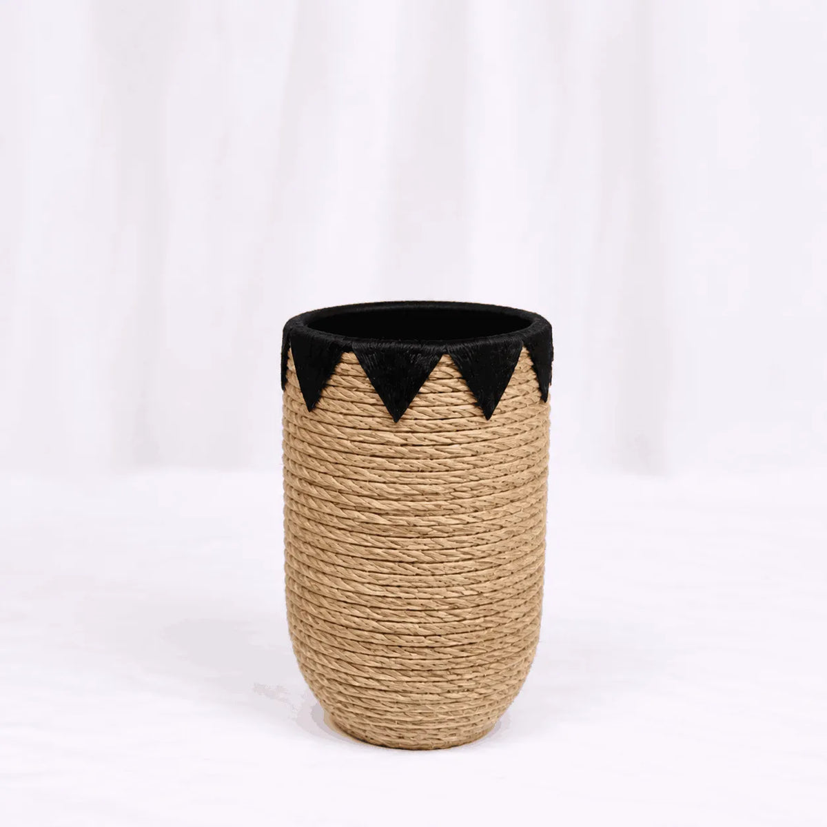 Tall Woven Floor Baskets with Chevron Trim – Set of 2 – Rajpoot Flower House