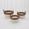 Woven Handle Baskets – Set of 3 (Alternate Weave B) – Rajpoot Flower House