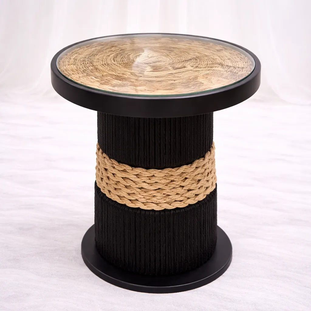Round Rattan Side Table – Small (45 cm) – Rajpoot Flower House