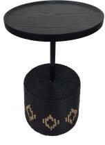 Round Rattan Side Table – Black Top (52 cm)