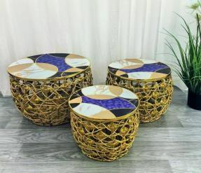 Woven Rattan Nesting Side Tables – Set of 3