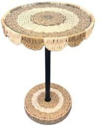 Round Rattan Pedestal Side Table (54 cm)
